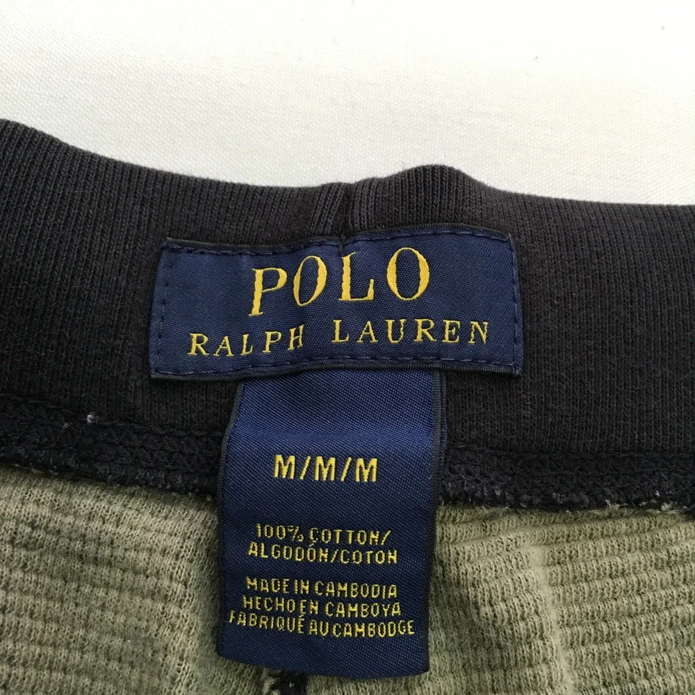 Polo Ralph Lauren Joggers Mens Medium Green Camo Waffle Knit Drawstring